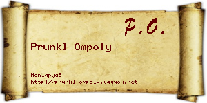 Prunkl Ompoly névjegykártya